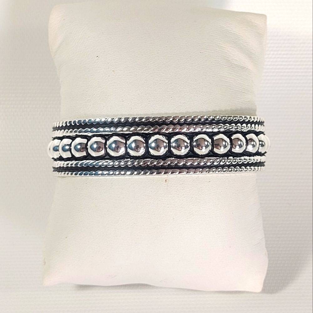 Silver Tone Textured Tribal Open Wrap Cuff Armband Bracelet